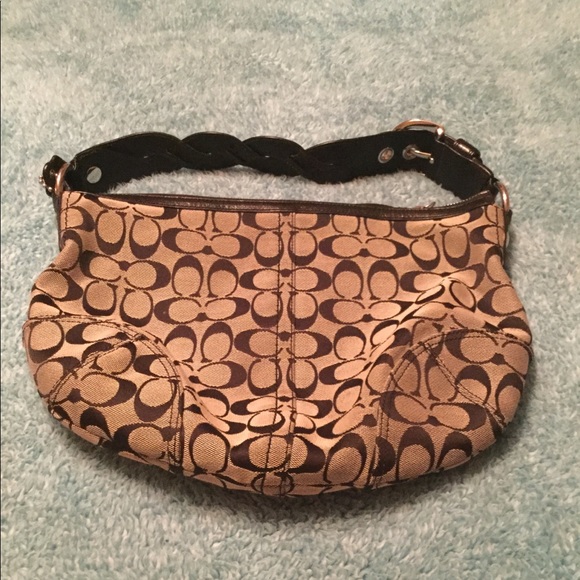 Coach Black Signature Hobo Style Bag - Picture 1 of 4